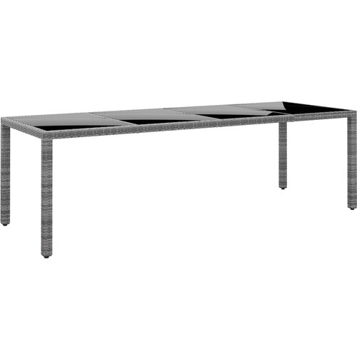 vidaXL Vrtna miza 250x100x75 cm kaljeno steklo in poli ratan siva Cene