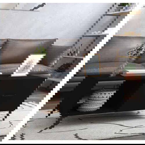  Klubska mizica črna 90x50x40 inženirski les Slike