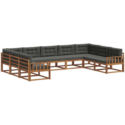  Set vanjskih sofa 9 kom. Prirodna i antracit Smeđa 404 x 247,5 x 73 cm Slike