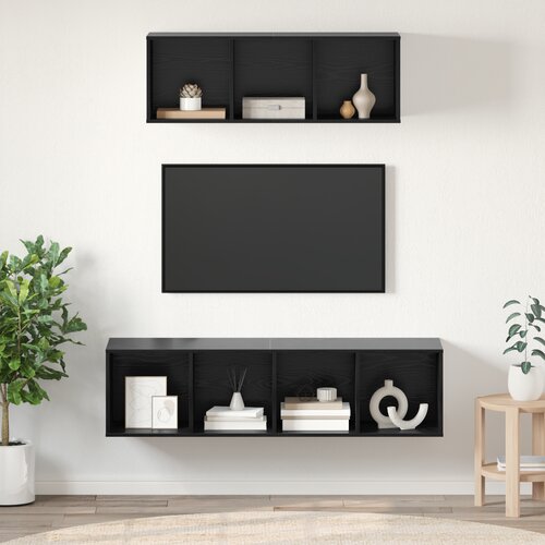 vidaXL Set TV stalka s policom Zidne s pohranom 2 pcs Crni hrast 37 x 37 x 142.5 cm Cijene