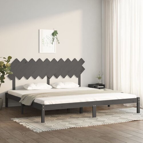  Okvir za krevet s uzglavljem sivi 200 x 200 cm od masivnog drva Cene