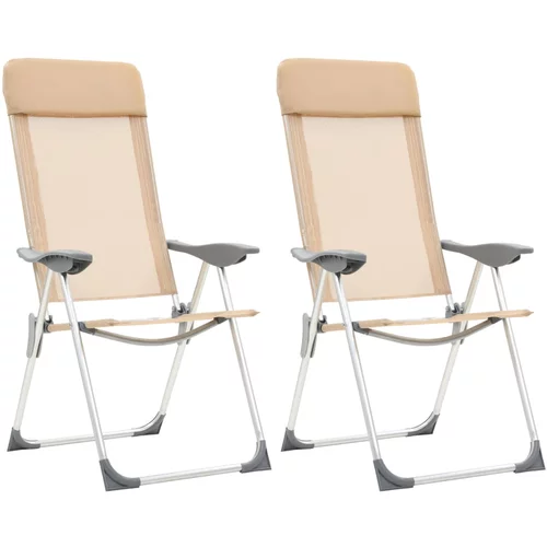  Sklopive stolice za kampiranje 2 kom krem aluminijske