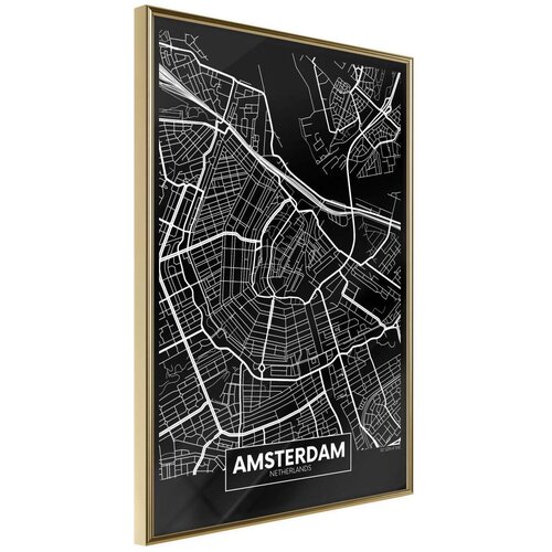  Poster - City Map: Amsterdam (Dark) 40x60 Slike