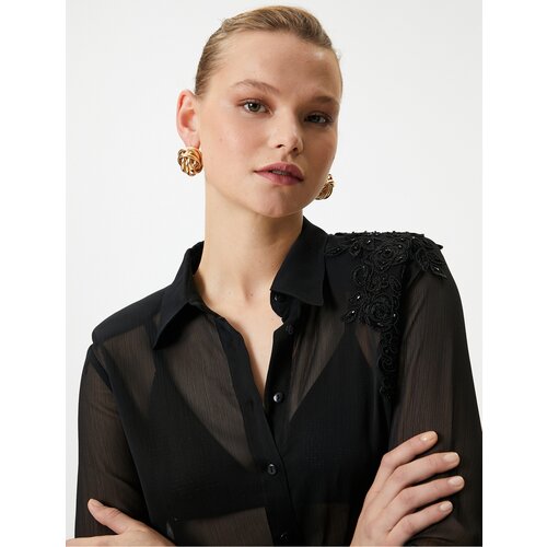 Koton Tuba &amp;Uuml;nsal X Cotton - Lace Detailed Transparent Shirt Slike