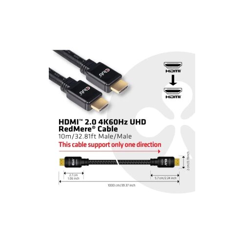 Club3d HDMI Priključni kabel [1x Muški konektor HDMI - 1x Muški konektor HDMI] 10 m Crna Cijene