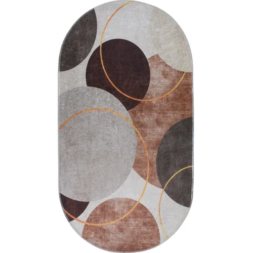 Vitaus Rjava/kremno bela pralna preproga 80x120 cm Oval –