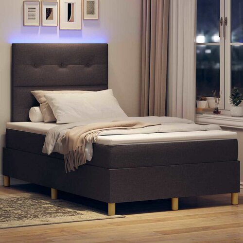  LED Box Spring Krevet Tamno smeđa 120 x 190 cm tkanina Slike