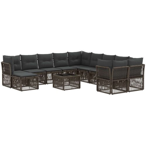 vidaXL Vrtna sedežna garnitura 12 pcs Siva poli ratan, (5000271085) Cene