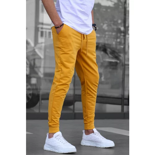 Madmext Yellow Men's Tracksuits with Elastic Legs 4821