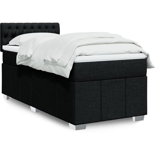 vidaXL Box spring postelja z vzmetnico črna 90x200 cm blago Cene