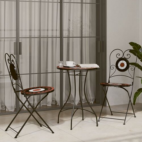 vidaXL Bistro set s mozaikom terakota i bijelo od željeza i keramike Cene