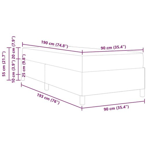 VidaXL Okvir kreveta s madracem Crna 90 x 190 cm Umjetna koža Slike