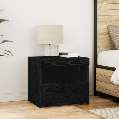  Noćni ormarić s LED svjetlima Crna hrastovina 50x40x45 cm Cijene