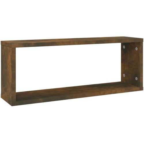  Kockaste zidne police 2 kom dimljeni hrast 60x15x23 cm drvene Slike
