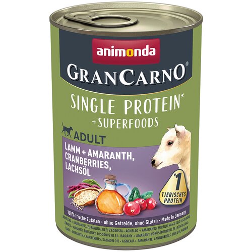 animonda GranCarno Adult Superfoods 6 x 400 g - Jagnjetina + amarant, brusnice, lososovo olje Cijene