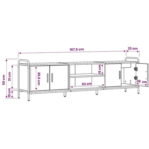  TV ormar 167 5 x 33 x 50 cm Siva Sonoma Konstruirano drvo - Siva Sonoma 167 5 x 33 x 50 cm Slike