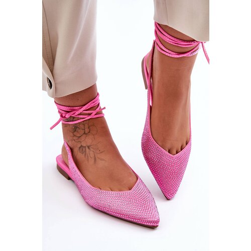Boto Women's Lace-Up Ballet Flats Embellished with Studs Pink Jange Cene