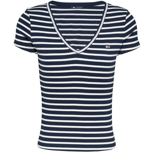 Tommy Jeans Majica 'ESSENTIAL' temno modra / bela Cene