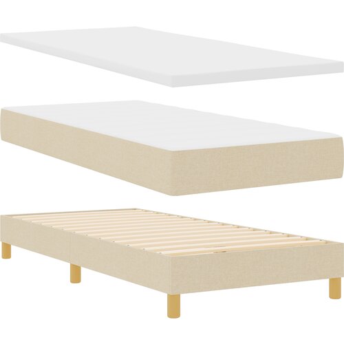 VidaXL Box Spring postelja z vzmetnico v kremni barvi, 90x190 cm tkanina, (22051207) Slike