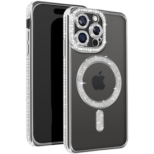 AVIZAR diamond case za iphone 15 pro max zaščita magsafe contour strass, srebrna, (5000016058) Cene