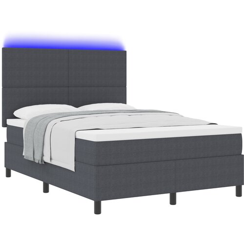 vidaXL Box Spring postelja z žimnico in LED temno siva 140x200 cm žametna tkanina, (22116190) Cene