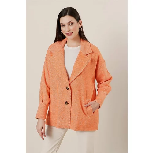 By Saygı Cuff Sleeves Pocket Oversize Lined Stamp Jacket Orange