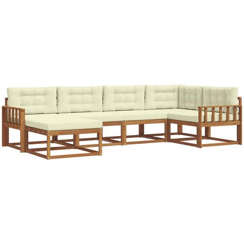  Set vanjskih sofa 6 kom. Prirodna i krem Smeđa 327 x 168,5 x 73 cm Slike