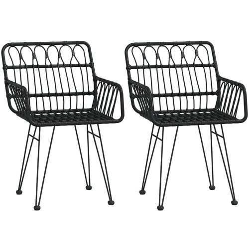 VidaXL Vrtni stol 2 kosa z naslonom za roke črn 56x64x80 cm PE ratan, (20660946) Slike