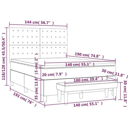  Krevet s oprugama i madracem svjetlosivi 140x190 cm od tkanine Slike