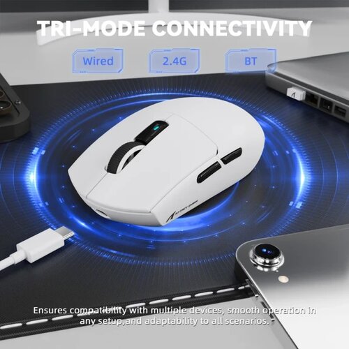 Attack Shark bežični gaming mi&amp;scaron; G3Pro PAW3311/25000 dpi/omron switches/white + charging dock Slike