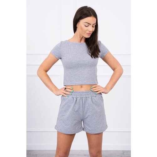 Kesi Cotton set with shorts in gray color Slike