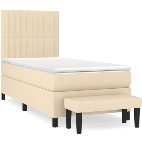 vidaXL Box spring postelja z vzmetnico krem 80x200 cm blago, (20896507) Cene