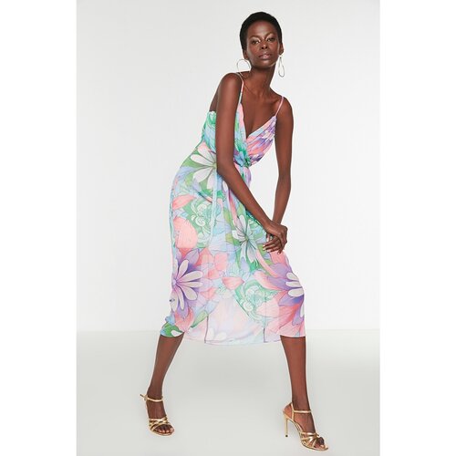 Trendyol Multicolored Floral Chiffon Dress Slike