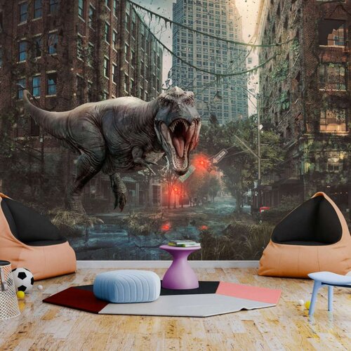  Samoljepljiva foto tapeta - Dinosaur in the City 343x245 Slike