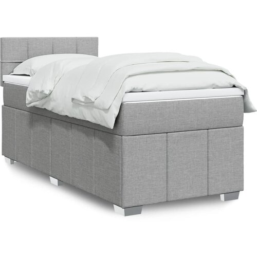 vidaXL Box spring postelja z vzmetnico svetlo siva 90x200 cm blago Cene