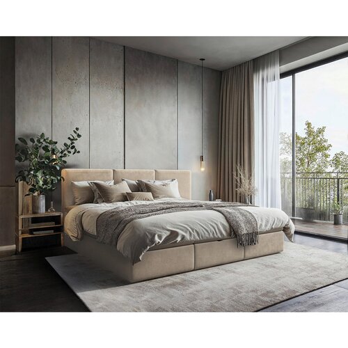 MID.YOU DRUŽINSKA POSTELJA 270 cm x 200 cm , les, tekstil, leseni material bež Cene
