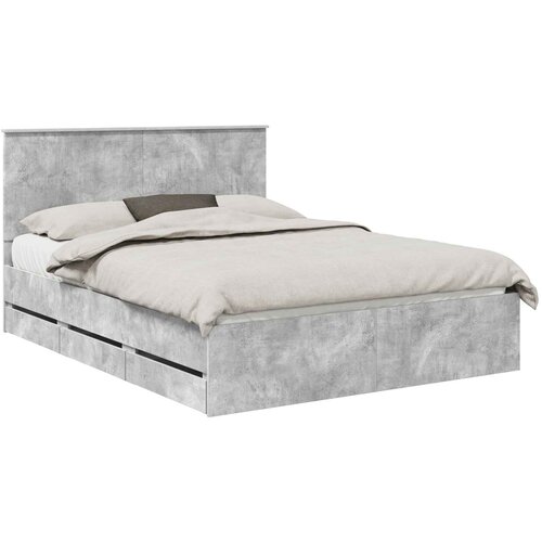 vidaXL Konstrukcija postelje s predalom Betonsko siva 150 x 200 cm, (5000121376) Cene