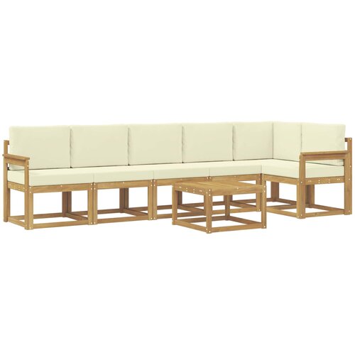 vidaXL Zunanja garnitura za sedenje 7 pcs Bela in krem Poliester, (5000281606) Cene