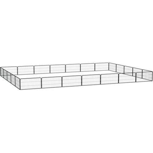  Pasja ograda s 24 paneli črna 100x50 cm pra&scaron;no barvano jeklo Cene