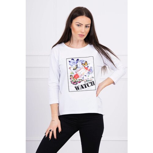 Kesi Blouse with 3D Watch white graphics Slike