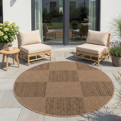 Ayyildiz Carpets Rjava okrogla notranja in zunanja preproga &amp;oslash; 160 cm Timber 1405 &amp;ndash; Slike