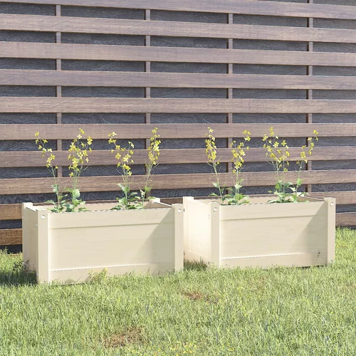  Vrtne sadilice 2 kom bijele 60 x 31 x 31 cm od masivne borovine