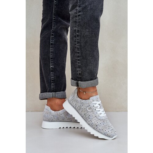 S. BARSKI Suede Patterned Sports Shoes On Platform With Glitter D&A Cene