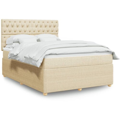 vidaXL Krevet s oprugama i madracem krem 140x200 cm od tkanine Cijene