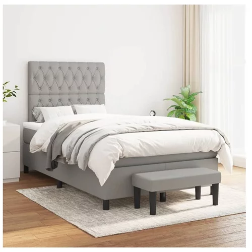  Box spring postelja z vzmetnico svetlo siva 120x200 cm blago