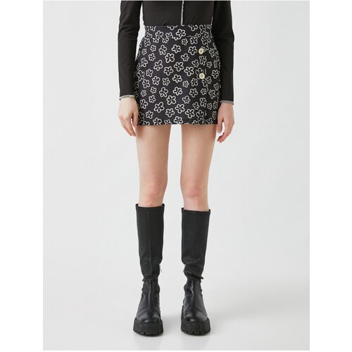 Koton Floral Buttoned Mini Skirt Slike