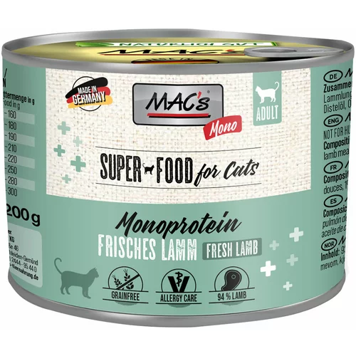 MAC's MAC´s Cat Mono Sensitive 6 x 200 g - Jagnjetina
