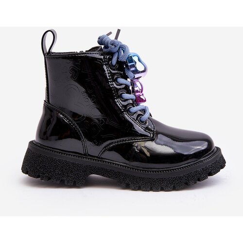 Kesi Children's patented insulated boots with embellishment, black Bunnyjoy Cene
