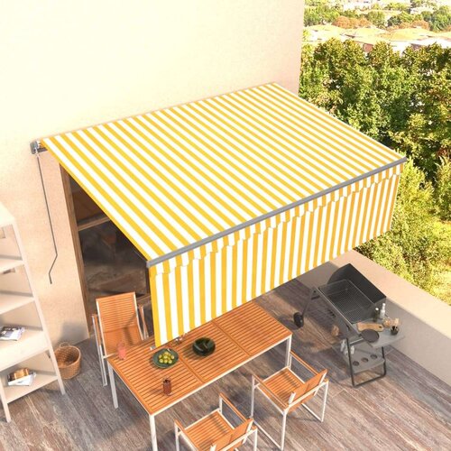  Ročno zložljiva tenda s senčilom 4x3 m rumena in bela, (20702975) Cene
