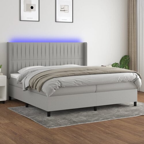  box spring s madracem LED svjetlosivi 200x200 cm tkanina Cijene